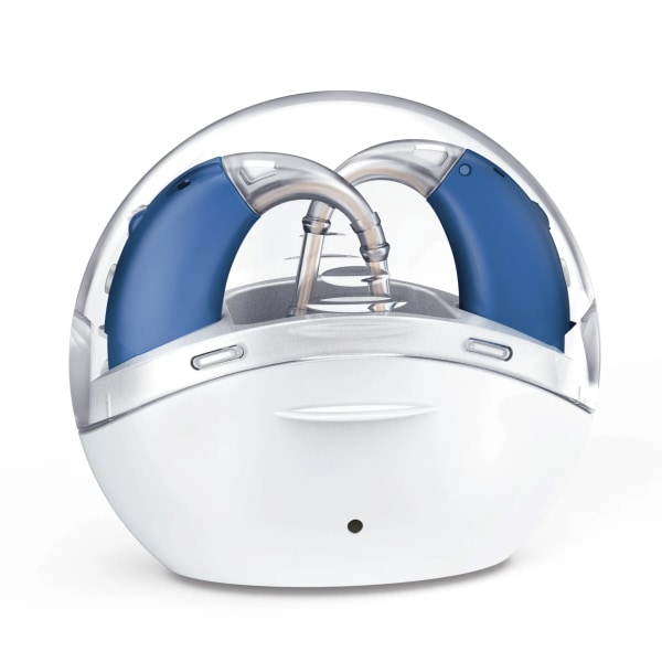 Uppladdningsbar hörapparat Digital BTE-hörapparater Ljudförstärkare Bärbar döva äldre Tvådelad kostym Mini Uppladdningsbar Blue-Charging case
