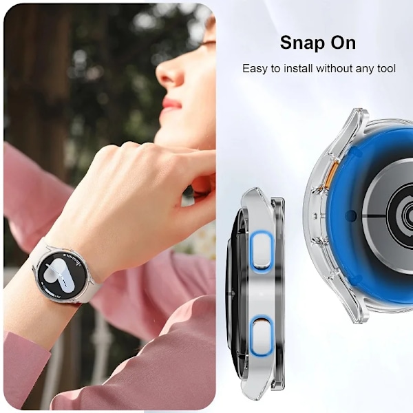 Skyddsfodral+Härdat Glas för Samsung Galaxy Watch 7 6 5 4 40MM 44MM Skärmskydd för Samsung Watch 7 6 5 4 Fodral Pink for Watch 4 44mm