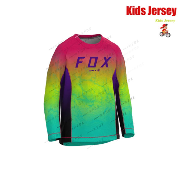 BAT FOX Kids Downhill-tröja Camiseta Enduro MTB-tröja Quick-Dry Barn Offroad DH Mountain Bike Motocross-tröjor KA-AL104 XS