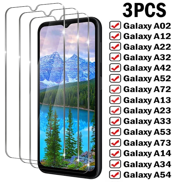 3-pack Fullständiga skärmskydd för Samsung Galaxy A12 A22 A32 A52S A13 A33 på Samsung A53 A72 A73 A54 A14 A24 A34 Härdat Glas For A42 Glass