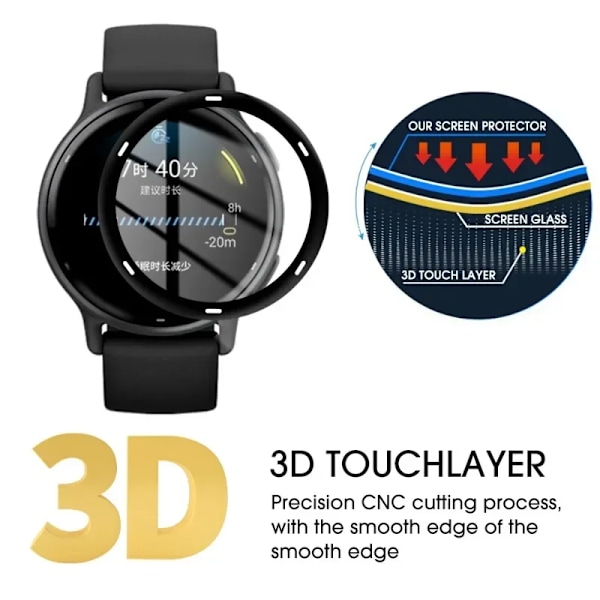 För Garmin Vivoactive 6 5 4 3 Skärmskydd 3D Böjd Skyddsfilm för Vivoactive 5 Anti-repa Full Täckning Film 2st For Vivoactive 6