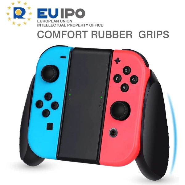Kompatibel med Nintendo Switch/Switch OLED Joy-Con, 3 i 1 Slitstarkt Game Switch Controller Handle Case Kit Black