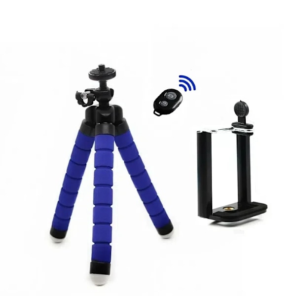 Stativ Tripod För Mobiltelefon Kamerahållare Klämma Smartphone Monopod Tripe Stativ Octopus Mini Stativ Stativ För Telefonkamera Blue Remote Version