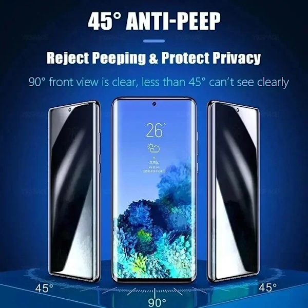 2 st Anti-Spion Hydrogel Film Skärmskydd För Samsung Galaxy S9 S10 S20 FE S21 Plus S22 S23 24 Ultra Note 10 20 Sekretessfilm S8Plus S9Plus Anti Peeping