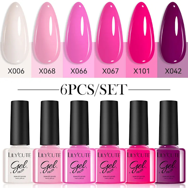 LILYCUTE 6 st/set 7ml Kaffeserie Gel Nagellack Kit 125 Färger Manikyr Semi Permanent Soak Off UV Nagelkonst Gel Lack 6Pcs 03