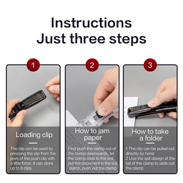 Khinsun Pappersklipper Häftställare Push Klämningsfil Dokument Bindning Verktyg Stapling Maskin Pappersklipp Med Påfyllningar Kontorsmateriel 1Box Refill