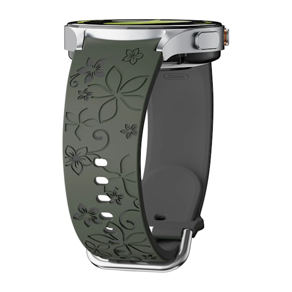 Graverat silikonarmband för Samsung Galaxy Watch 7 FE/6 4 Classic/5 Pro 45 Utan Glipor Sportarmband Galaxy Watch 7 Armband 44mm 40mm army green-black Watch 4 classic 42mm