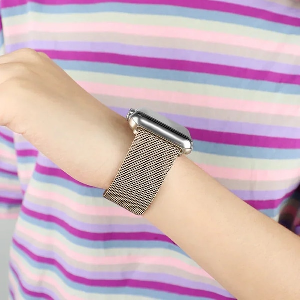 Milanese loop för Apple Watch armband 45mm 44mm 40mm 41mm 42mm-46mm stjärnljus armband iwatch serie 8 7 6 5 SE 9 10 Ultra 2 49mm spearmint 20 38-40-41-(S10)42mm