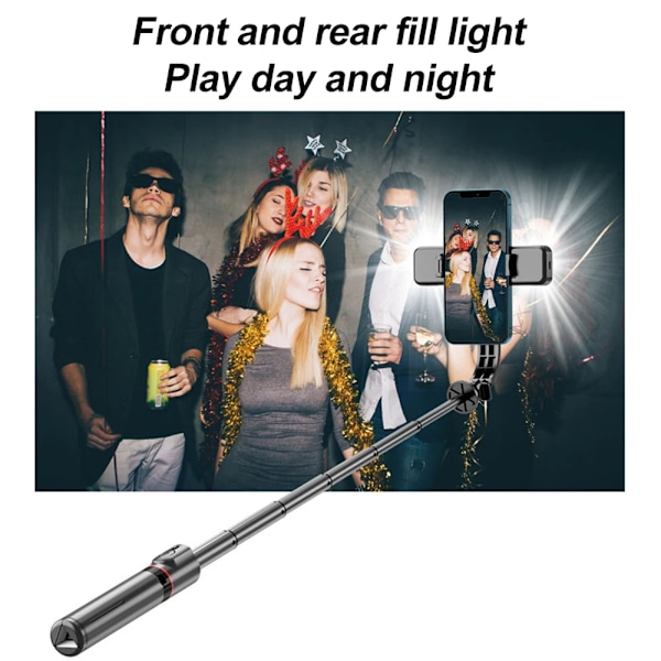 Uppgraderad Tripod Selfie Stick med 2 Fyllnadsljus 1130mm Telefonstativ med Fjärrkontroll för Android IOS Smartphone S03 No Light