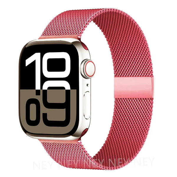 Milanese loop för Apple Watch armband 45mm 44mm 40mm 41mm 42mm-46mm stjärnljus armband iwatch serie 8 7 6 5 SE 9 10 Ultra 2 49mm Soft red 37 42-44-45-49mm-46mm