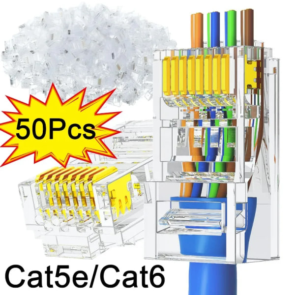 Ethernet-kabelanslutare för UTP-passage, prisuppgift för solide eller toronné, RJ45 Cat6, Catinspectés 10Pcs RJ45 CAT5e