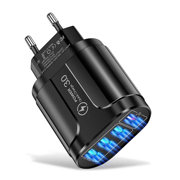 4 45W Laddare Snabbladdning QC 3.0 Laddning För iPhone 15 14 Samsung Xiaomi Mobil 4 Portar EU US Adapter Resa EU Charger