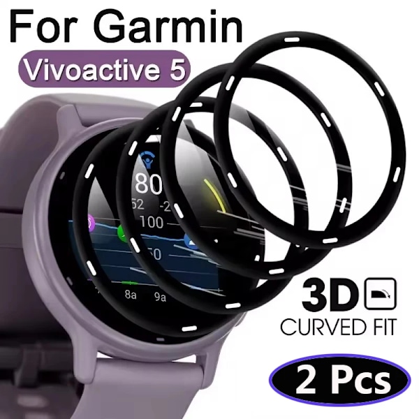 För Garmin Vivoactive 6 5 4 3 Skärmskydd 3D Böjd Skyddsfilm för Vivoactive 5 Anti-repa Full Täckning Film 2st For Vivoactive 4S