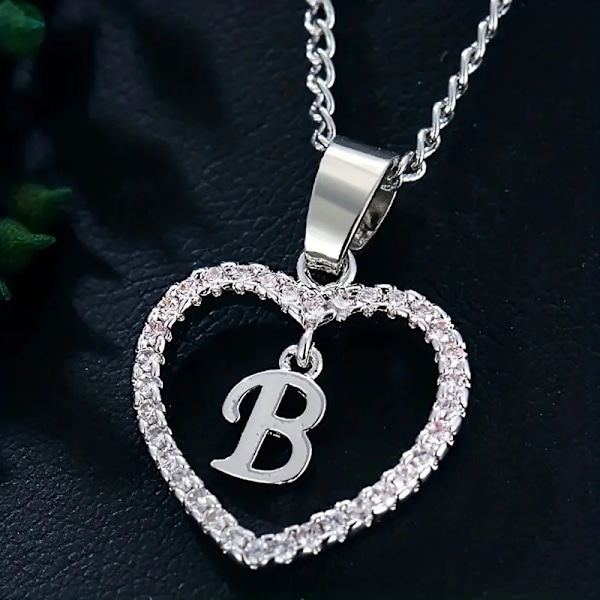 Bohemiskt Hjärta-format Brevhänge Halsband, Bröllopsfestgåva För Män Och Kvinnor, Delikat Gåva För Män Och Kvinnor B