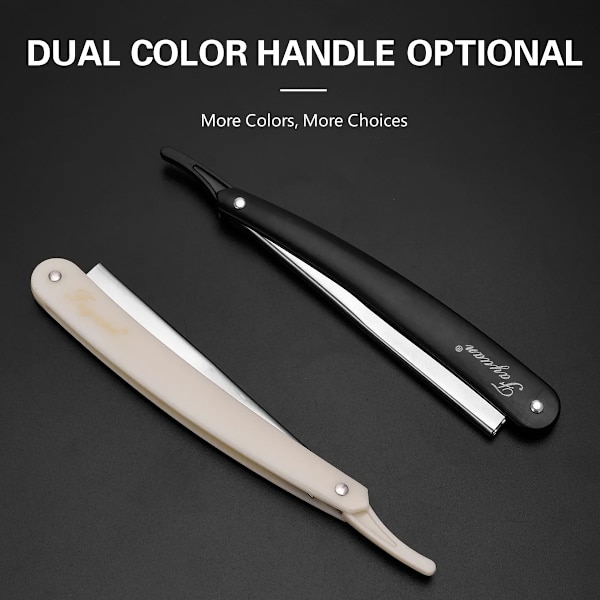 Svart manuell rakapparat Rakkant i rostfritt stål Sharp Barber Razor Vikbar Rakning Skäggtrimmer Cutter WHITE