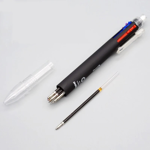 6 i 1 flerfärgade kulspetspennor 5 färger kulspetspenna 1 automatisk penna med suddgummi för skolans kontorsskrivmaterial Brevpapper black set