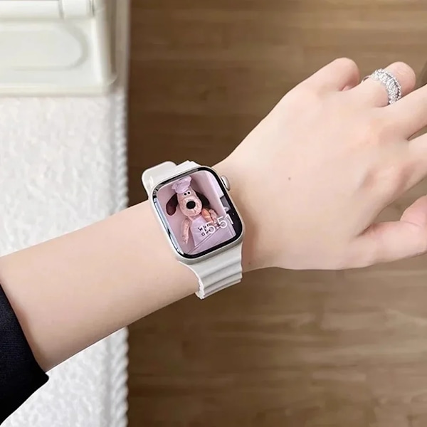 Ocean armband för Apple Watch Ultra 2 Band 49mm 9 8 7 45mm 41mm Silikonarmband Armband iWatch 6 5 4 3 SE 44mm 40mm 42mm band 2 white 38mm 40mm 41mm