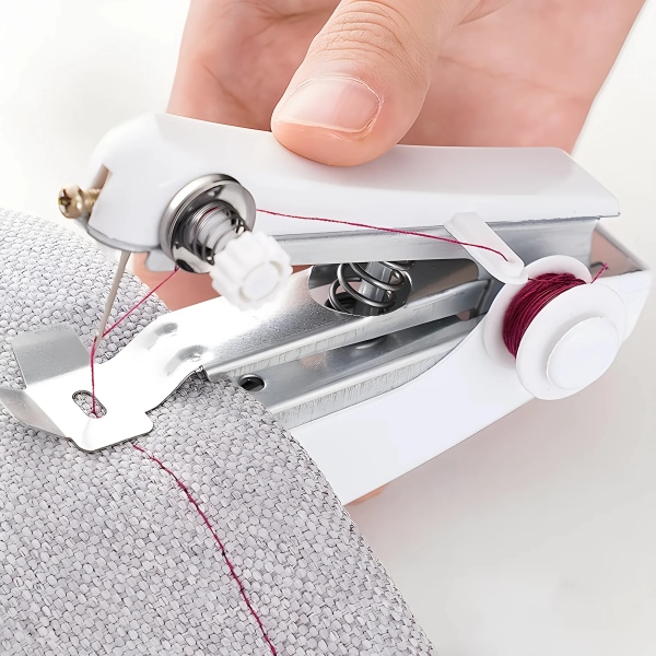 Mini Machine à Coudre Manuelle Portable Sans Fil, Utile pour le Bricolage, les Vêtements Ménagers, le Cuir, les Outils et Accessoires Blue