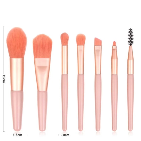 8st bärbara sminkborstar Set Ansiktsögonläppskugga Ögonfransskam Spoolies Foundation Powder Brush Kosmetiska verktyg skin tone no box