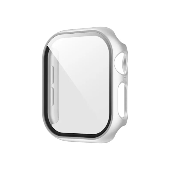 Härdat Glas+Skal för Apple Watch 45mm 41mm 40mm 44mm 42mm 46mm Skyddande Skal PC Stötfångarram För iWatch 10 SE 9 8 7 6 5 4 Silver 41mm Series 7 8 9