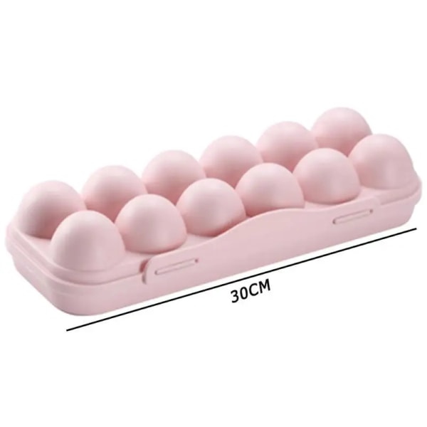 12 platser Slitstark äggtråghållare Anti-kollisionsskador Kylskåp Förvaringslåda Crisper Container Organizer Hushållsartiklar Pink