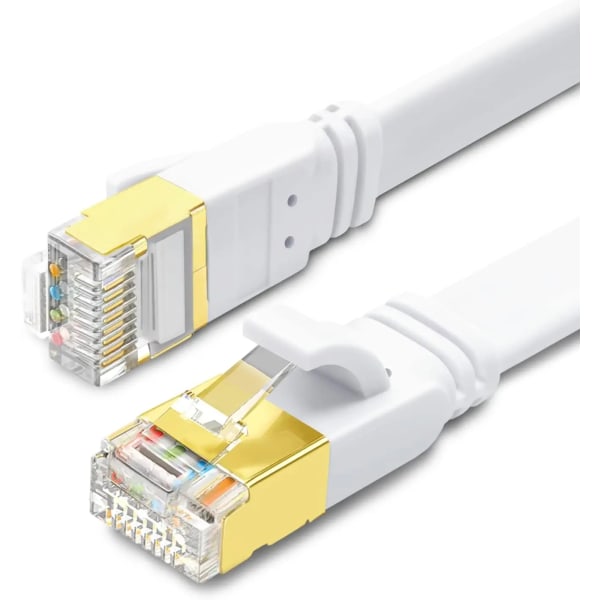 Kabel för kabel Ethernet platta Cat 7, häll modem, router, LAN, PC 1m 2m 3m 5m 10m 20m 30m 15M White