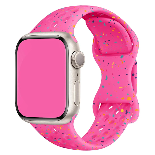 Silikonband För Apple Watch Rem Ultra 2 49Mm 42Mm 45Mm 44Mm 41Mm Färg Partiklar Armband För Iwatch-Serien 9 8 7 6 5 Se 43 Barbie powder 42mm 44mm 45mm 49mm