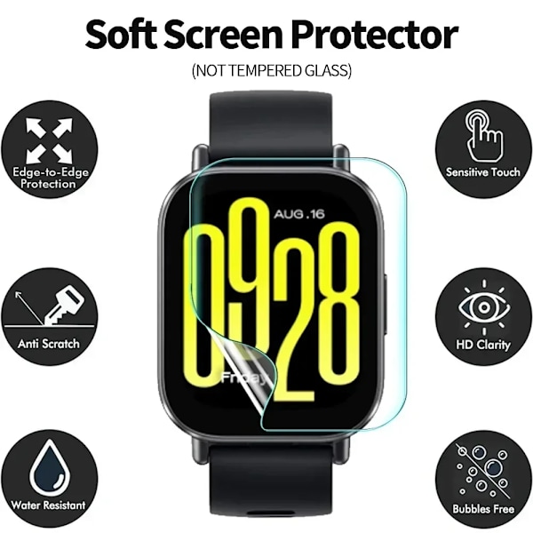 Hydrogelfilm för Xiaomi Redmi Watch 5 Active/5 Lite 9D Böjd Mjukt Skärmskydd för Redmi Watch 4 3 Active 3Lite SmartWatch 3 PCS Redmi Watch 5 Active