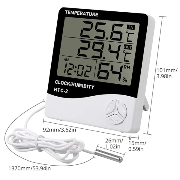 HTC-1 HTC-2 LCD Elektronisk Digital Temperatur Luftfuktighetsmätare Hem Termometer Hygrometer Inomhus Utomhus Väderstation Klocka 2 Pcs HTC-2 Outdoor