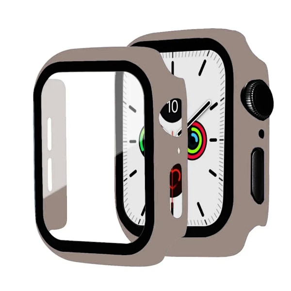 Glas+skal för Apple Watch Fodral 40mm 44mm 38mm 42mm stötfångare Skärmskydd för Apple Watch Tillbehör 9 8 7 6 5 4 3 41mm 45mm Khaki 25 Series 321 38MM