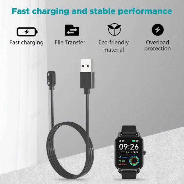 60/100 CM USB Magnetisk Laddningskabel 5V/1A Smartwatch Snabbladdningskabel Laddare Adapter Laddningssladd för Haylou RS4 Plus Klocka 60CM