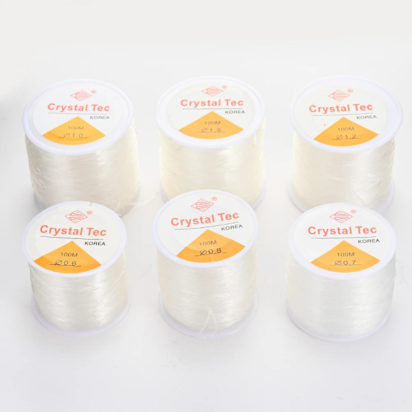 0,5-1,5 mm elastisk sladdsnöre Transparent elastisk tråd för smyckestillverkning DIY Armband Halsband pärltillbehör 0.6MMx100M 1 roll