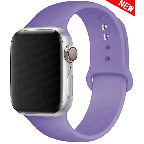 Silikonarmband för Apple Watch-armband 40 mm 49mm 44 mm 45mm 46mm 42mm 41mm 38mm sportarmband iWatch serie 10 9 8 3 SE ultra 2 english lavender 38  40 41 mm S-M