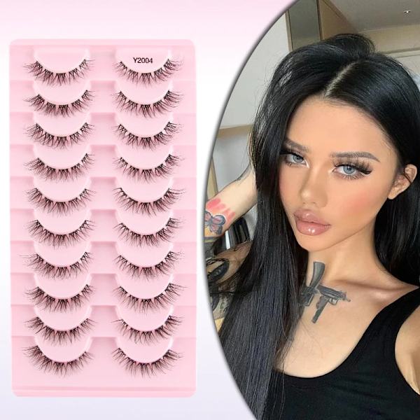 Lashes 3/10 Par Half Lashes Katt Öga Naturliga Långa Snor 3D Mink Ögonfransar Full Remsa Lashes Makeup Förlängning Verktyg 10 pairs- Y2004