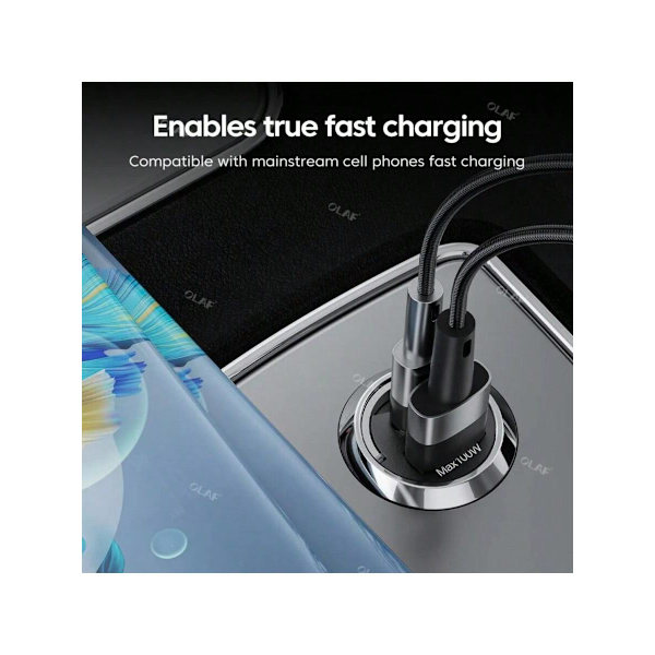 Olaf Mini 100W Pd Qc Pull Ring Snabb Laddning Billaddare Usb C Biltelefonladdare Adapter Kompatibel Med Iphone 13 12 Xiaomi Huawei Black