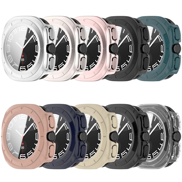 PC-fodral Glas För Samsung Galaxy Watch 7 Ultra 47MM Smart Skärmskydd Hårt PC Skyddande Fodral Klocka 7 Ultra Stötfångarskal Black Watch 7 Ultra 47mm