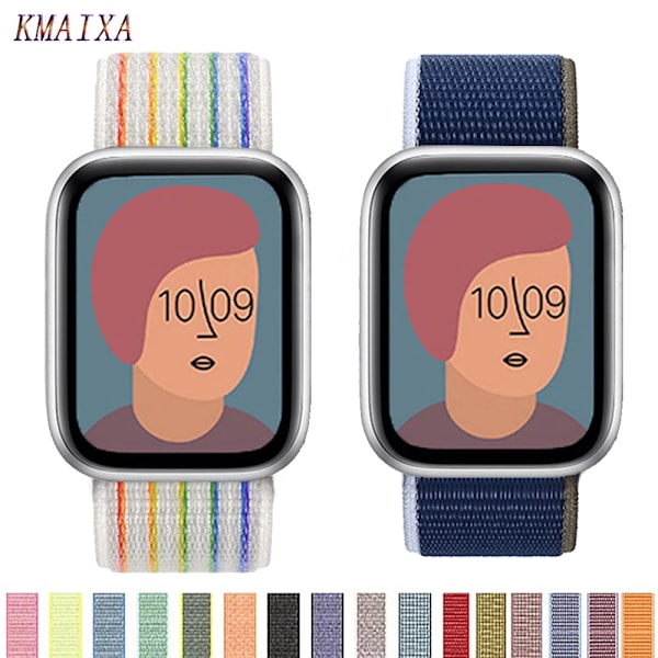 Strap För Apple Watch Band 44Mm 40Mm 45Mm 41Mm 49Mm 42Mm 38Mm 45 Mm Nylon Armband 8 7 Se 6 5 4 3 Ultra 2 Bander 57 Neon Lime 38mm-40mm-41mm