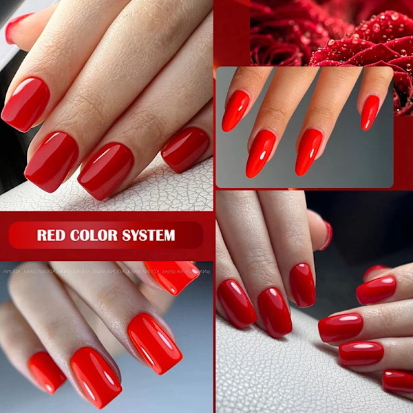 LILYCUTE 5 st/set 7ML Rödbrun Nagelgel DIY Nagelkonst Semi-Permanent UV Gel Polish Långvarig Design Manikyr Kit Tillbehör 241176
