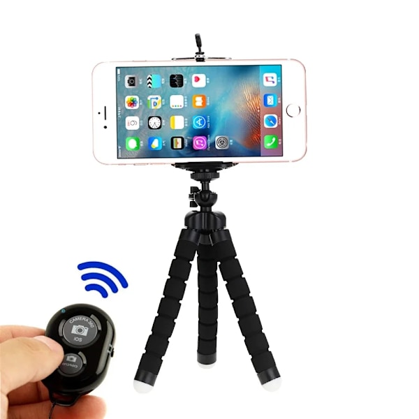 Telefonstativ Flexibelt Justerbart Mini Smartphone Stativ med Trådlös Fjärrkontroll och Klämma för Videoinspelning/Vloggning/Selfie Red Tripod