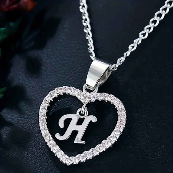 Bohemiskt Hjärta-format Brevhänge Halsband, Bröllopsfestgåva För Män Och Kvinnor, Delikat Gåva För Män Och Kvinnor H