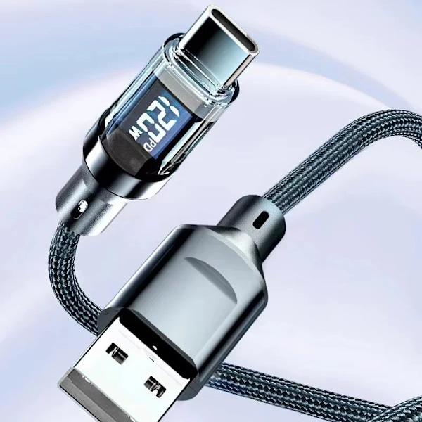 Ny 120W 6A Snabbladdningskabel USB Typ C-kabel För Samsung Xiaomi Med LED Digital Display Telefon Datakabel Laddartillbehör USB Cable 2m