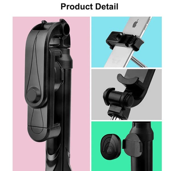 Bluetooth Selfie Stick Roreta 3 i 1 Trådlös Vikbar Mini Stativ Expanderbar Monopod med Fjärrkontroll för iPhone IOS Android Pink