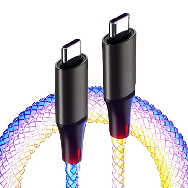 1M Snabbladdning RGB Andnings Ljusgradient Datakabel 60W TYPE-C Laddare För iPhone 15 Xiaomi Samsung POCO PD Sladd C to C