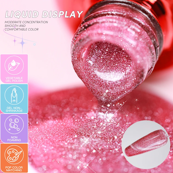AS 15ml Magnetisk Katt Gel Nagellack Cat Eye Glitter Effekt Semi Permanent 36 Färger Soak Off UV Gel Lack Manikyr Nagelkonst YRM 7