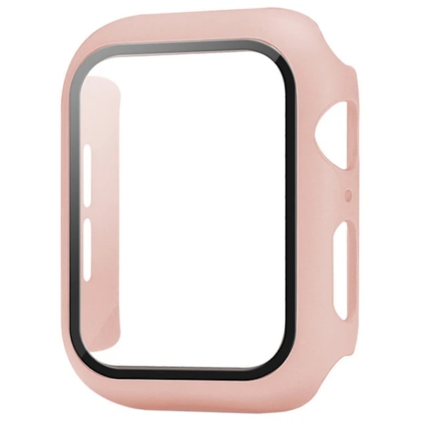 Härdat glas + fodral för Apple Watch 46 mm 44 mm 45 mm 41 mm 40 mm 42 mm skärmskydd för iWatch serie 10 9 8 7 6 SE 5 tillbehör 11 Pink sand 40MM(Series 456SE)