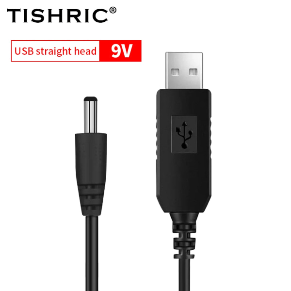 TISHRIC – câble d'alimentation USB 5V DC à 12V 9V, pour router, adaptateur WIFI, fil, Module Boost, convertisseur 2.1x5.5mm Via Powerbank 9V Straight