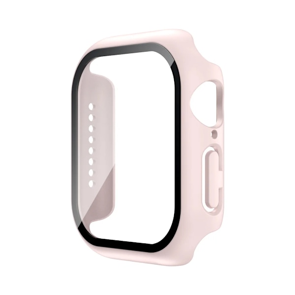 Härdat Glas+Skal För Apple Watch 38mm 40mm 41mm 42mm 44mm 45mm 46mm Skärmskydd Skyddande Fodral iWatch 10 8 7 9 6 SE 5 Pink Series 1 2 3 42MM
