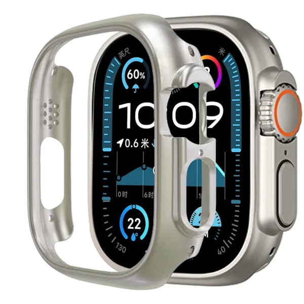 Matt Skal för Apple Watch Ultra 2 49mm Fodral Hård PC Stötsäker Kant Skyddande Stötfångare iWatch Series Ultra 49 mm Titanium color