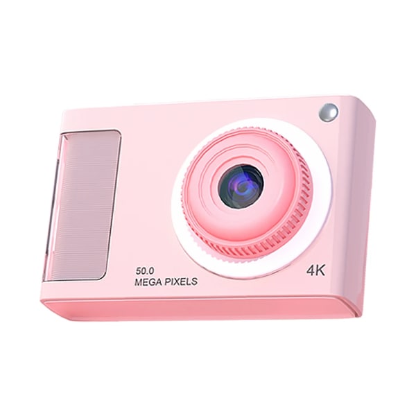 CCD-kamera HD 1080P 48MP 4X Zoom Barn Digitalkamera Dubbellins Digital Peka och skjut kamera Anti Shake för pojkar Flickor Barn Pink