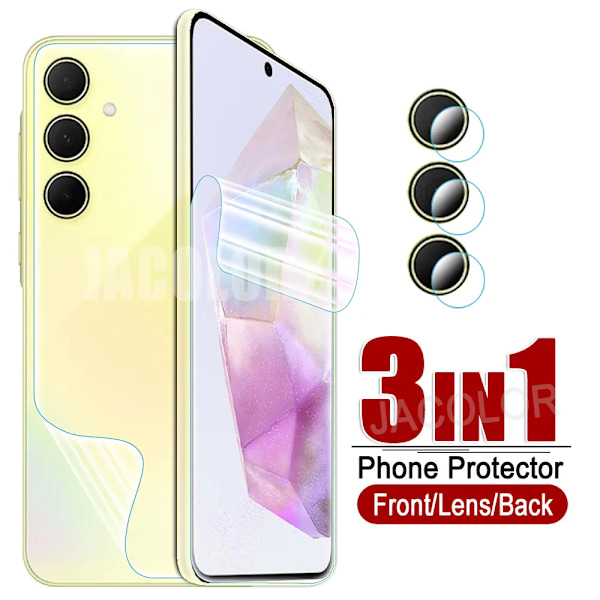 1-3 st Hydrogel Film för Samsung Galaxy A15 5G A55 A35 A25 A05 A05s Kameralins Glas Galaxi A 55 35 25 15 05 Vatten Gel Skärmskydd 3 in 1 For Samsung A15 5G